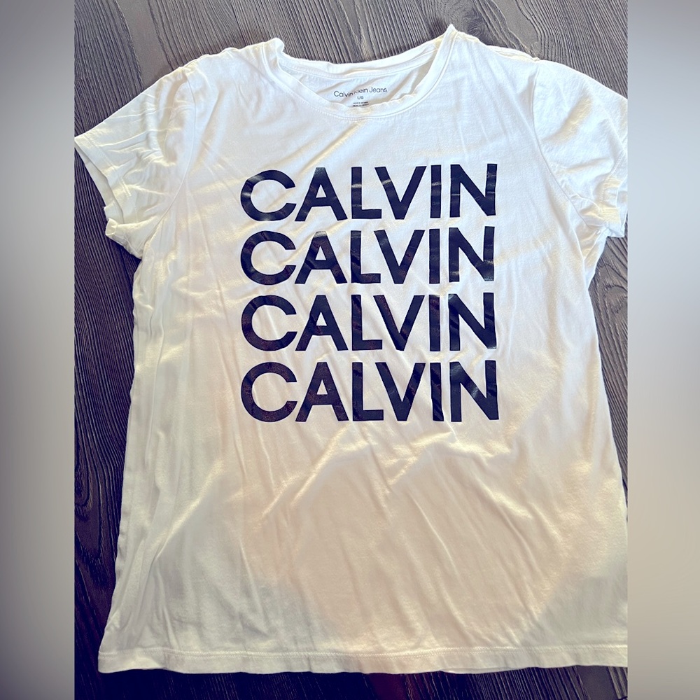 Calvin Klein white top with black logo writing!
